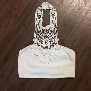 Forever 21 white lacy crop top